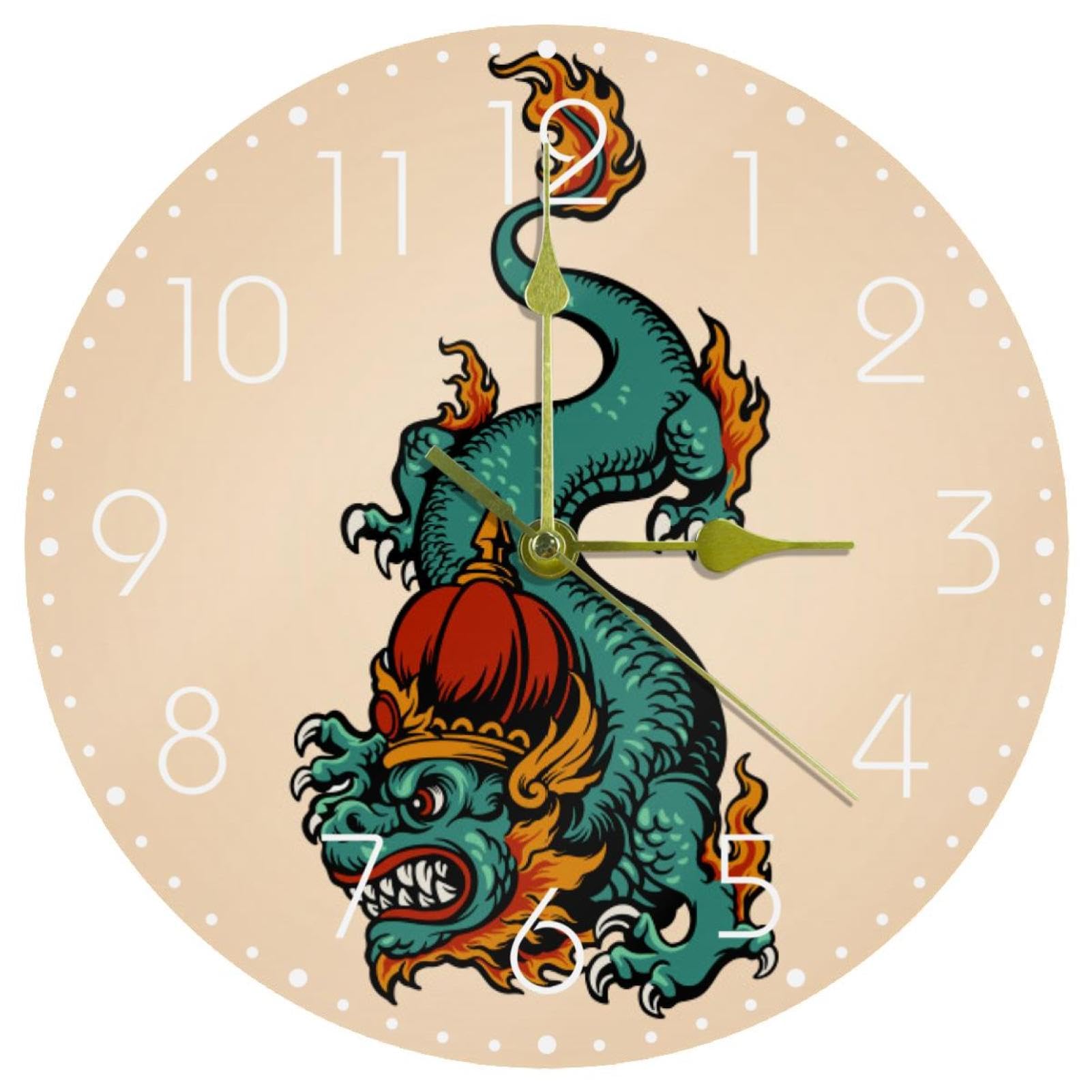 Horloge murale décorative King Dragon pour salon chambre et école