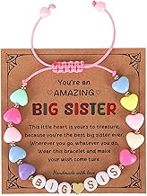 Big Sis Bracelet, Heart Shaped Latter Bracelet with Card Adjustable Stylish Sister Jewelry for Birthday Accessories