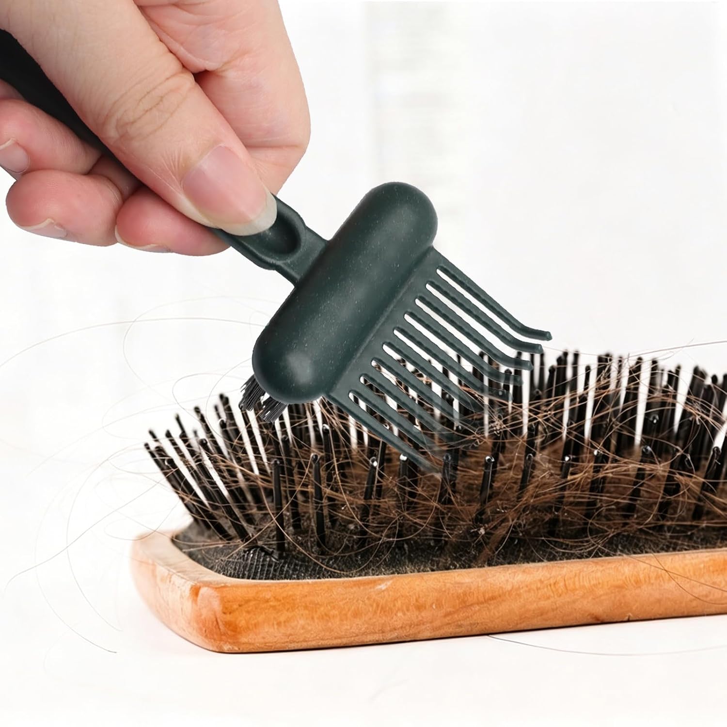 2 Pcs Hair Brush Cleaner Tool, 2-in-1 Hairbrush Cleaner for Removing Hair, Portable Brush Cleaning Tool for Home, Salon & Travel (Green)