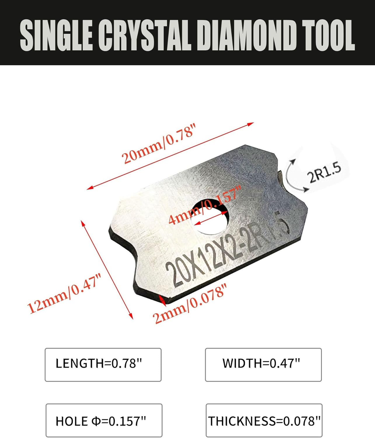 2pcs MCD Single Crystal Diamond Woodworking Veneer Edge Trimmer - R1.5 Chamfer Plane, Edge Banding Cutter, Manual Planer Blade, Burr Scraper for Board & Wood Surfaces