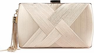 Lanpet Women's Evening Clutch Bags Silk Satin Party Handbags Bridal Wedding Purses with Tassel Pendant
