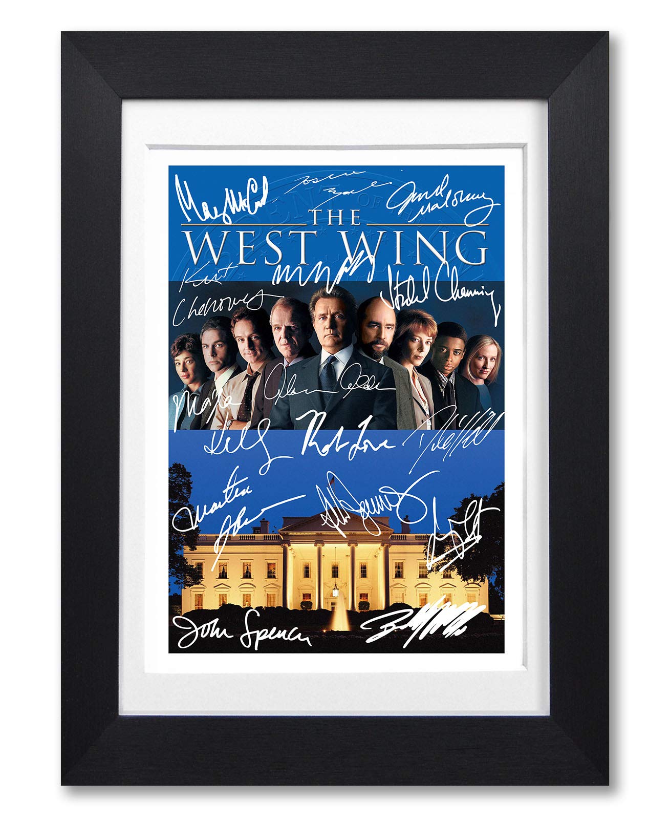 The West Wing Cast Signed Autograph A4 Poster Photo Print TV Show Series Season Framed DVD Boxset Memorabilia Gift (BLACK FRAMED & MOUNTED)