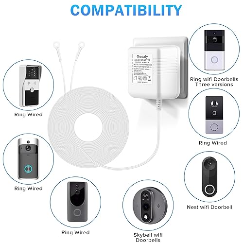 Miniatura 6 de Timbre de video transformador de potencia especial, 18V500MA, adaptador de corriente compatible con Ring, Eufy, Nest, Wyze, Arlo timbre de video