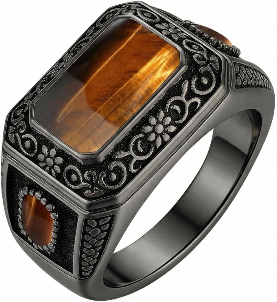 Gemstone Vintage Rings for Women Men, Sapphire/Ruby/Emerald/Moissanite/Amethyst/Garnet/Black Onyx/Blue Topaz/Citrine/Opal/Malachite/Lapis Lazuli/Tiger Eye Stone/Turquoise Gemstone Signet Rings for Men, Customizable 10K Gold/14K Gold/18K Gold/925 Sterling Silver