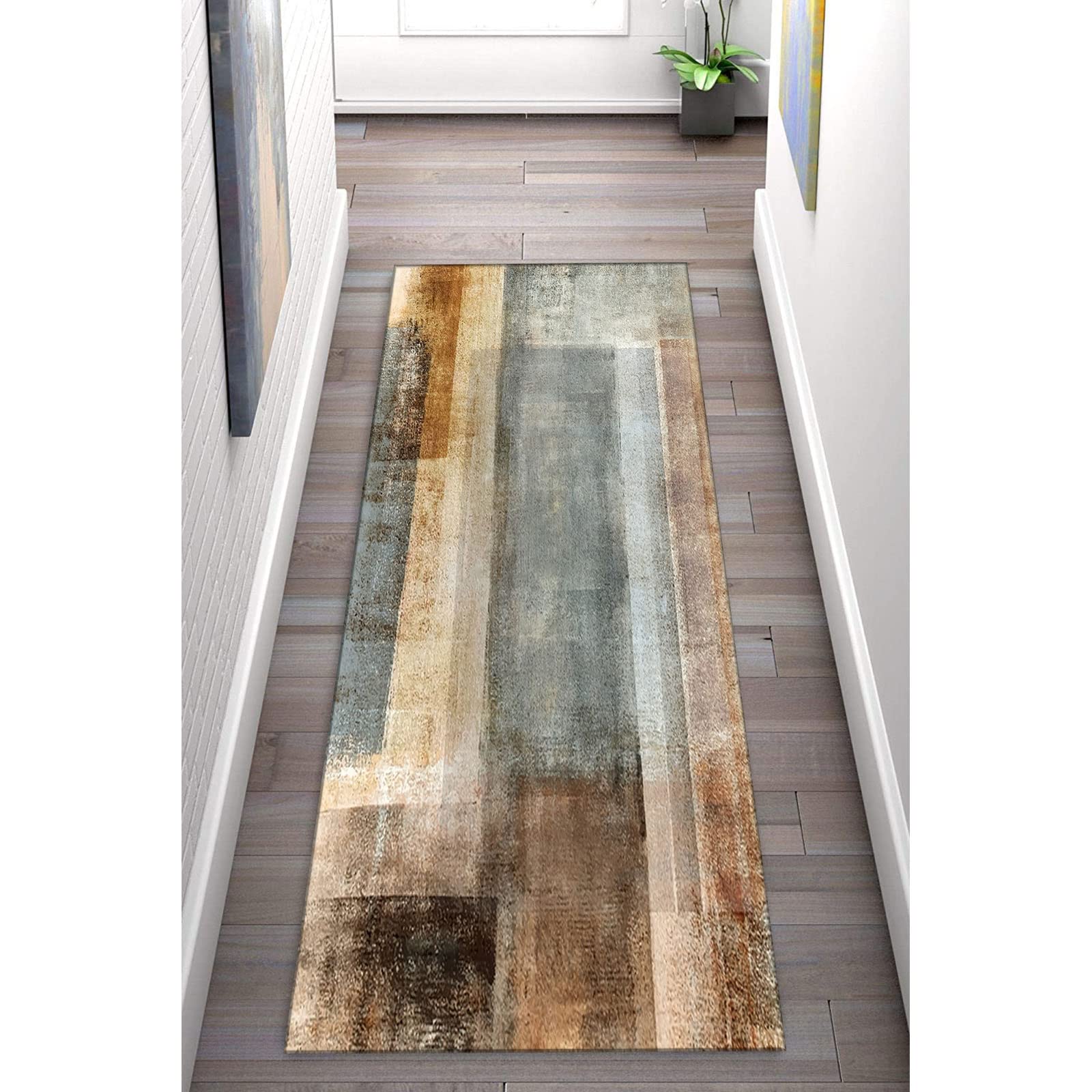 Tapis de couloir antidérapant géométrique moderne pour sol de cuisine