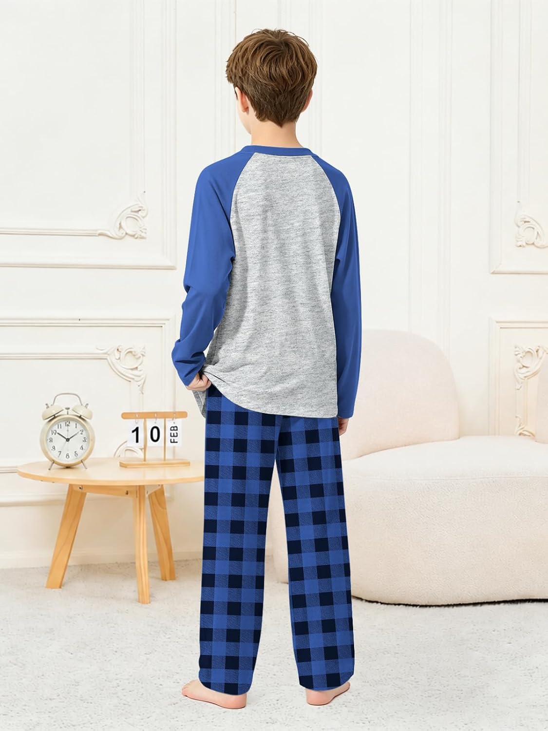 Umeyda Boys Pajamas Set 100% Cotton Long-Sleeve Top and Pants