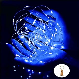 Wine Bottle Lights with Cork 20 LED Lights Battery Powered DIY Blue Fairy Lights String for Part Halloween Christmas Indoor and Outdoor Home Decoration Waterproof Bottle Lights