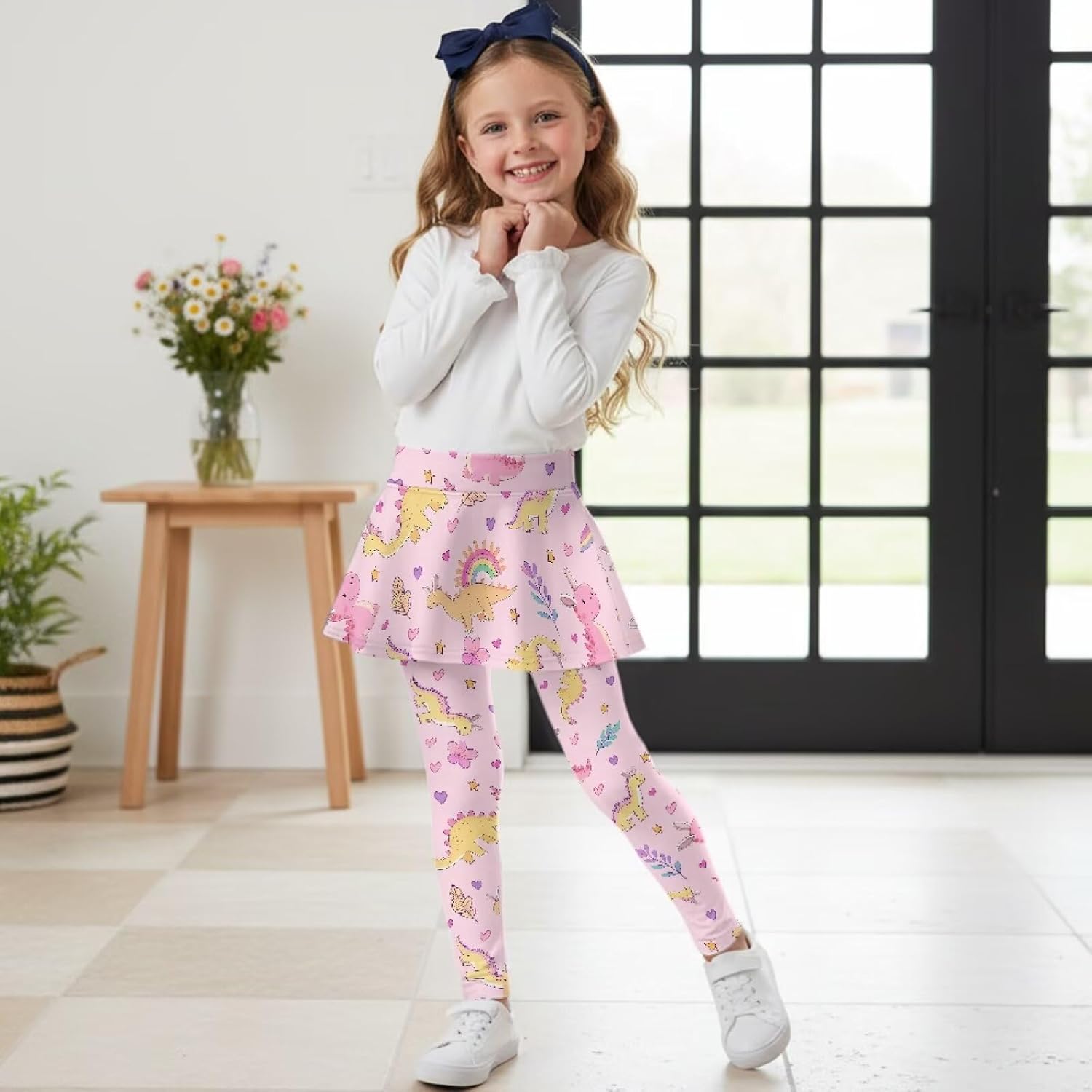 Leggings for Girls Athletic Leggings High Waisted Yoga Pants Footless Skirt Pants Kids Activewear for 5-14 Y
