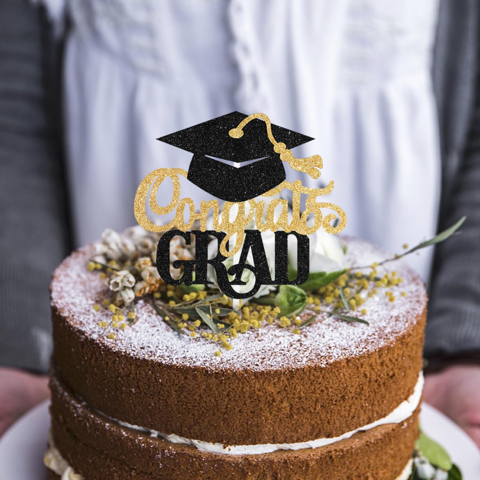 Set 318 Pezzi Pirottini E Topper Per Cupcake Laurea - Tema Congrats Grad, Colori Oro E Nero - Decorazioni Per Feste