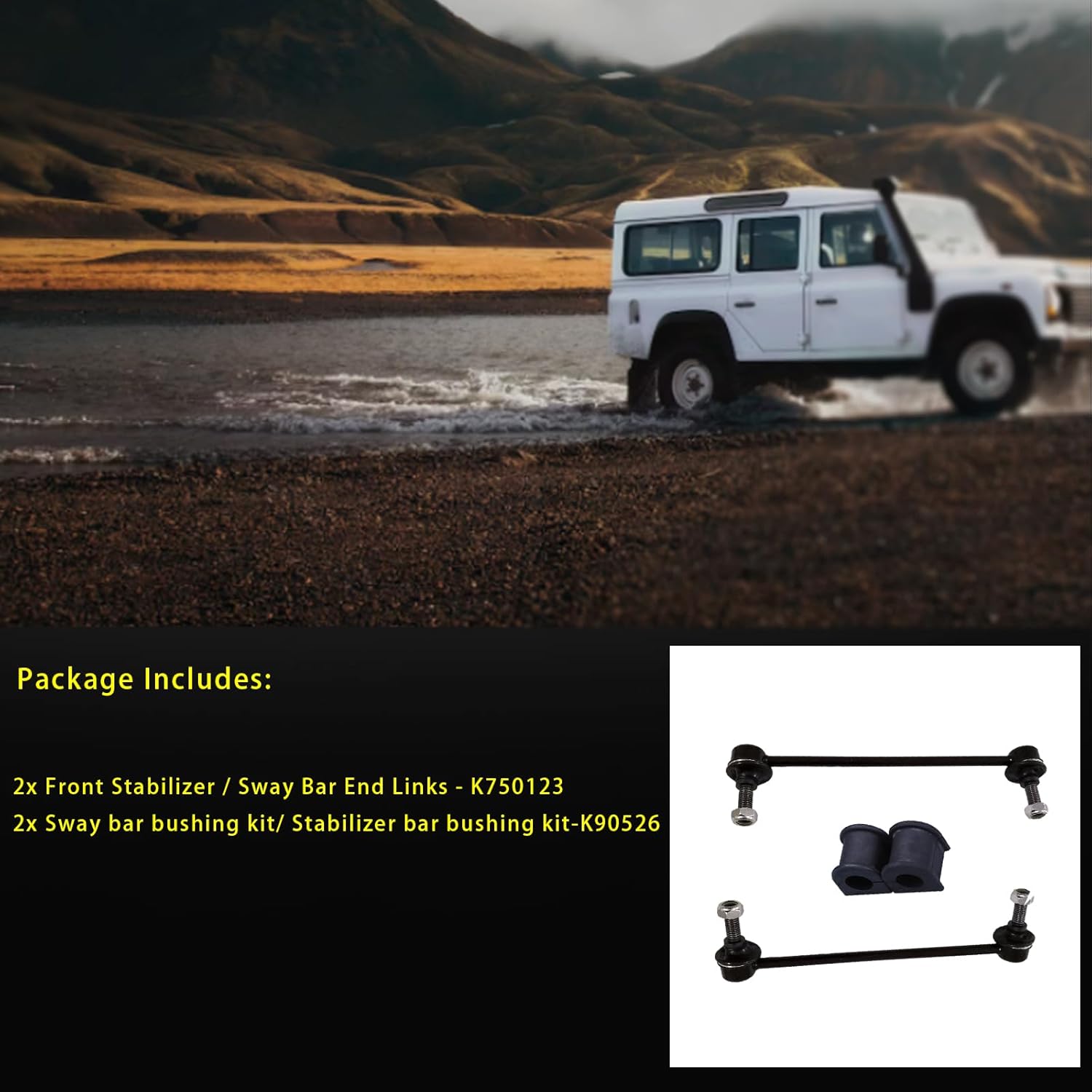 4pc Front Sway Bar End Links and Front to Frame Stabilizer Bar Bushing Kit K750123 K90526, Sway Bar Bushing and Stabilizer Bar Link Kit for Toyota Camry 2007-2017, Suspension Stabilizer Bar Link