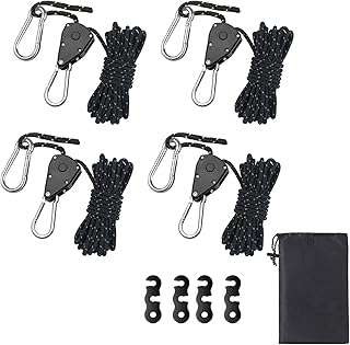 Reflective Guy Ropes Rope 4 Pieces Adjustable Rope Ratchet 13 ft with Rope Tensioner