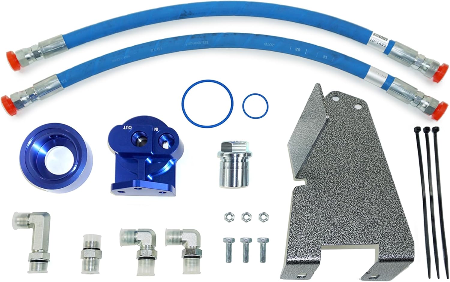 Pacbrake HP10594 Oil Filter Relocation Kit fits 2019-2024 RAM 2500/3500 6.7L Cummins Engine (1-16 UN Oil Filter Threads) | Easy Installation | Heavy-Duty Construction | Components Included