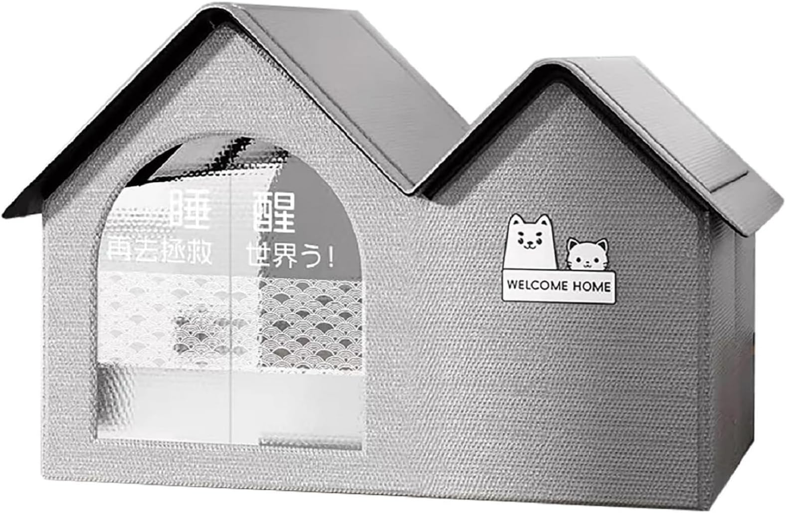 Jiawu Outdoor Cat House, Cooling Pet House for Summer Waterproof Outdoor, Foldable Indoor Cat Condo with Ice Packs & Aluminum Foil Coating, Cat Beds for Cats Kittens Puppies (L)