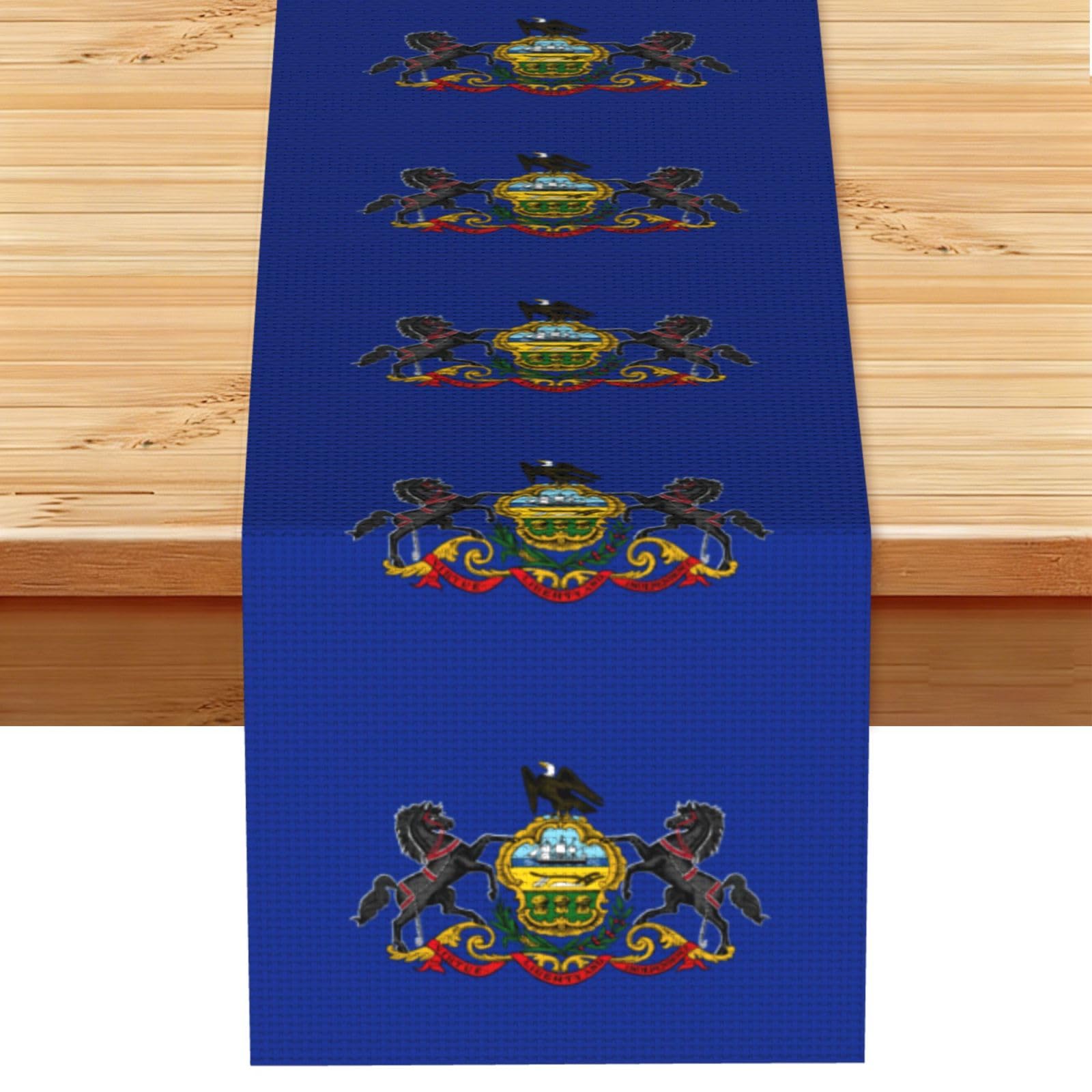 Pennsylvania State Flag Vintage Style Table Runner 13x72in, Soft Printed Centerpieces for Tables, Kitchen, Countertops & Dining Area Home Decor