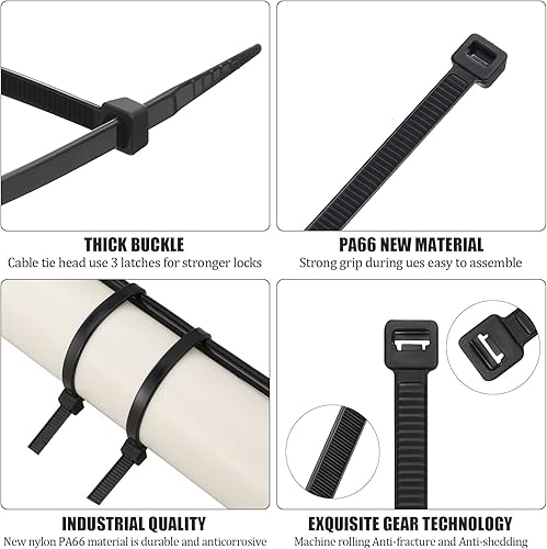 Miniatura 3 de 500 bridas grandes de nailon de 16 pulgadas con resistencia a la tracción de 60 libras, autobloqueante para uso en granjas en interiores y