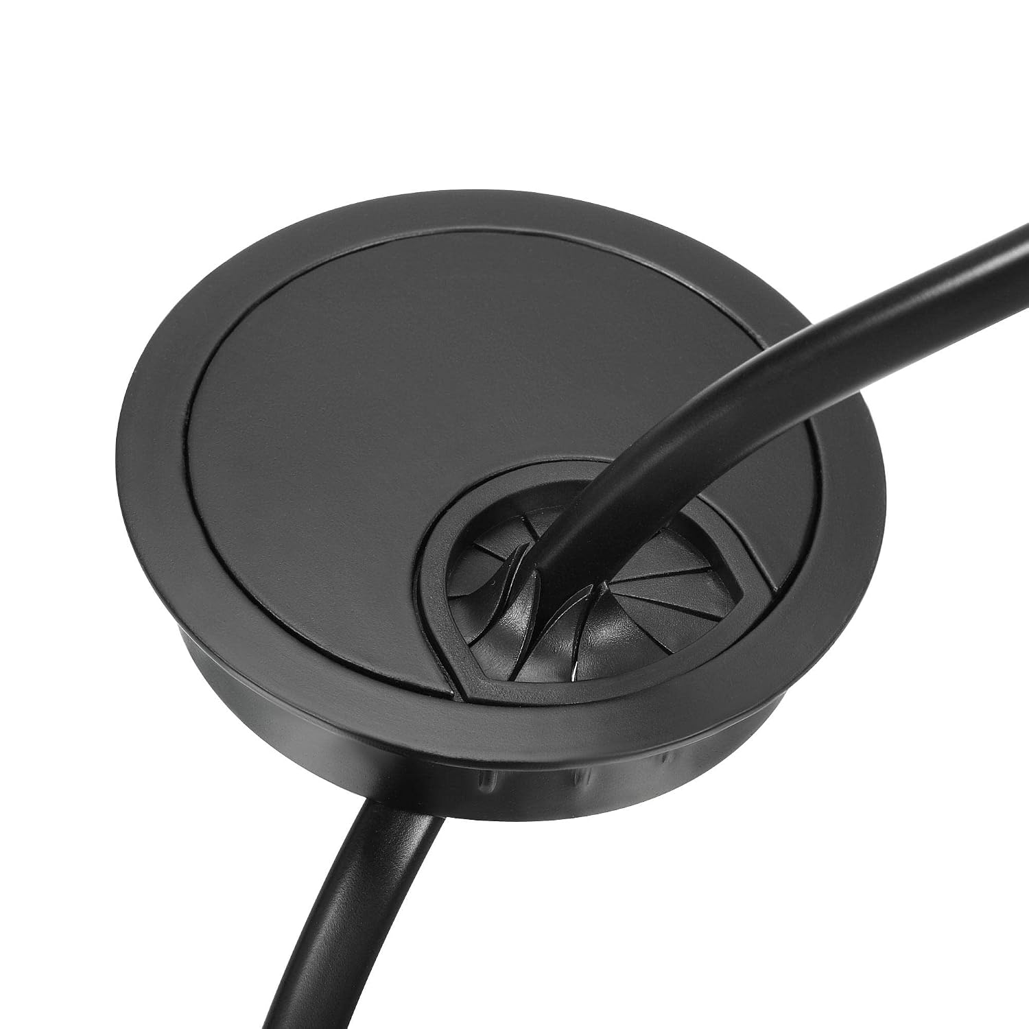 YOKIVE 2Pcs Desk Cable Hole Cover, Zinc Alloy Cord Raceway Great for Office, Home, Daily Use (53mm, Black)
