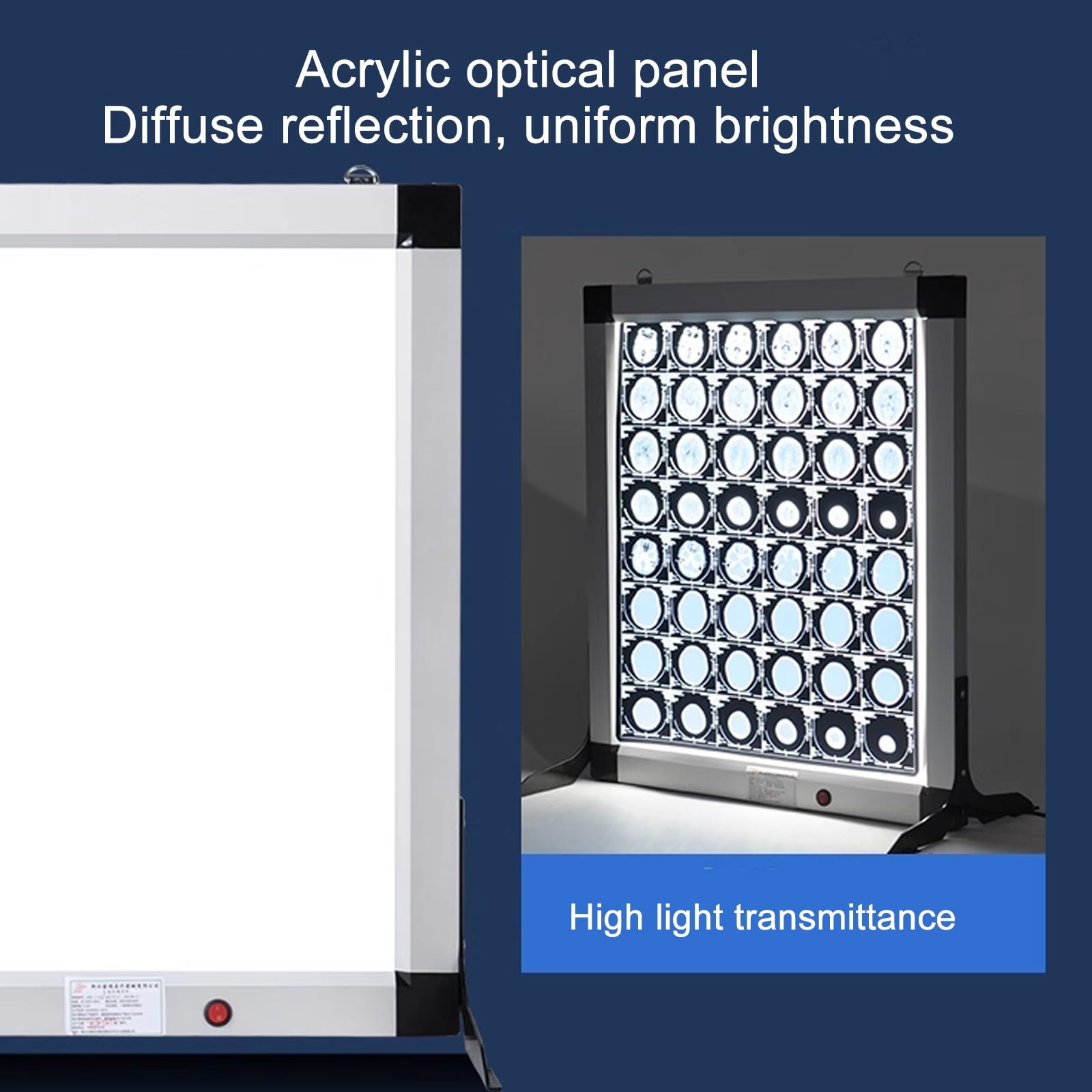 Illuminatore per Pellicole a Raggi X Led Schermo Radiografico Ultrasottile 6,5 cm Staffa Cliniche Ospedaliere 40x47x6,5cm