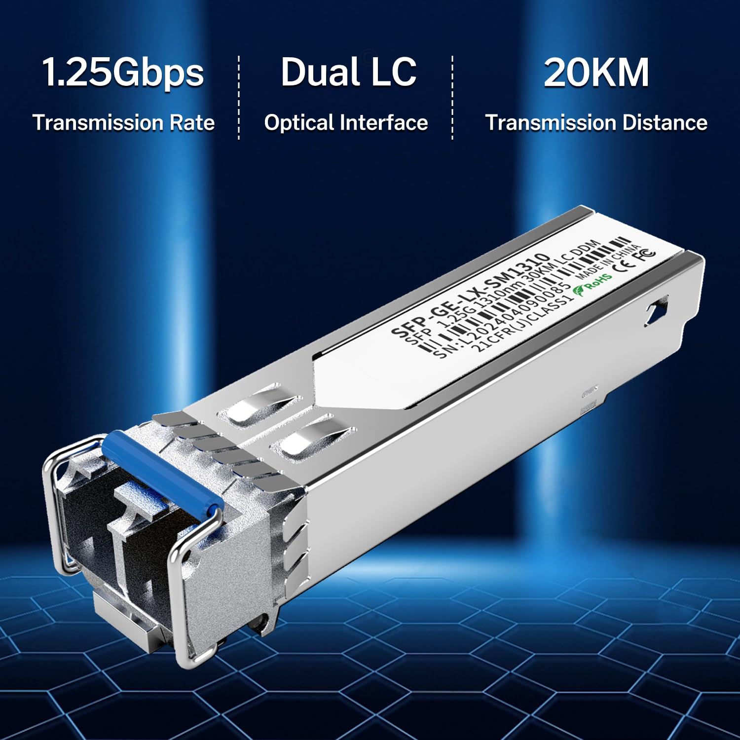 4er-Pack 1.25G SFP LC Modul 1000Base-LX Singlemode Transceiver (SMF, 1310nm, 20km, DDM) – Kompatibel mit Cisco, Ubiquiti, Meraki, Netgear, Fortinet, Mikrotik, TP-Link, Aruba u.v.m.