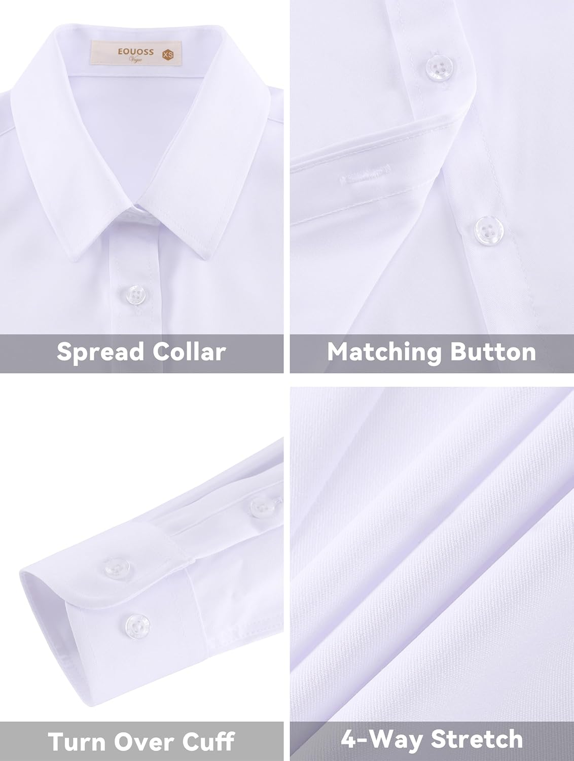 Button Down Shirts for Women Dress Shirts Long Sleeve Stretch Wrinkle Free Work Solid Casual Office Blouses Top - Image 5