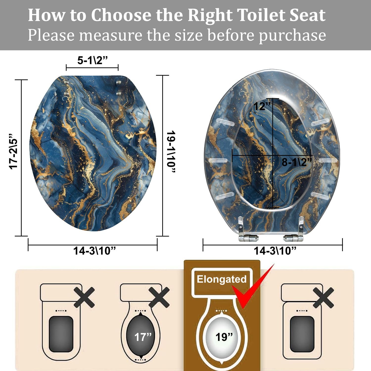 Tapa de inodoro alargada genérica para baño