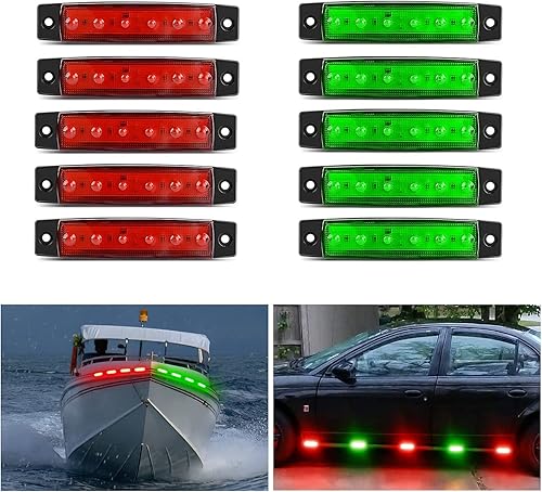 Nilight juego de 10 luces LED indicadoras laterales de 3.8 pulgadas, rojas y verdes, para navegación marina, para yate, kayak, velero, remolque,