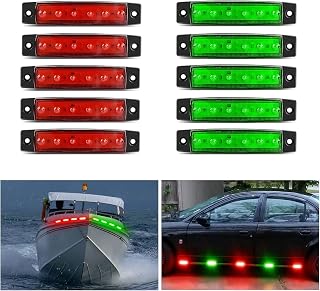 Nilight Side Marker Light 10PCS 3.8 Inch Red Green 6LED Indicator Clearance Marine Boat Navigation Lights for Yacht Kayak Sailboat Trailer Bus RV