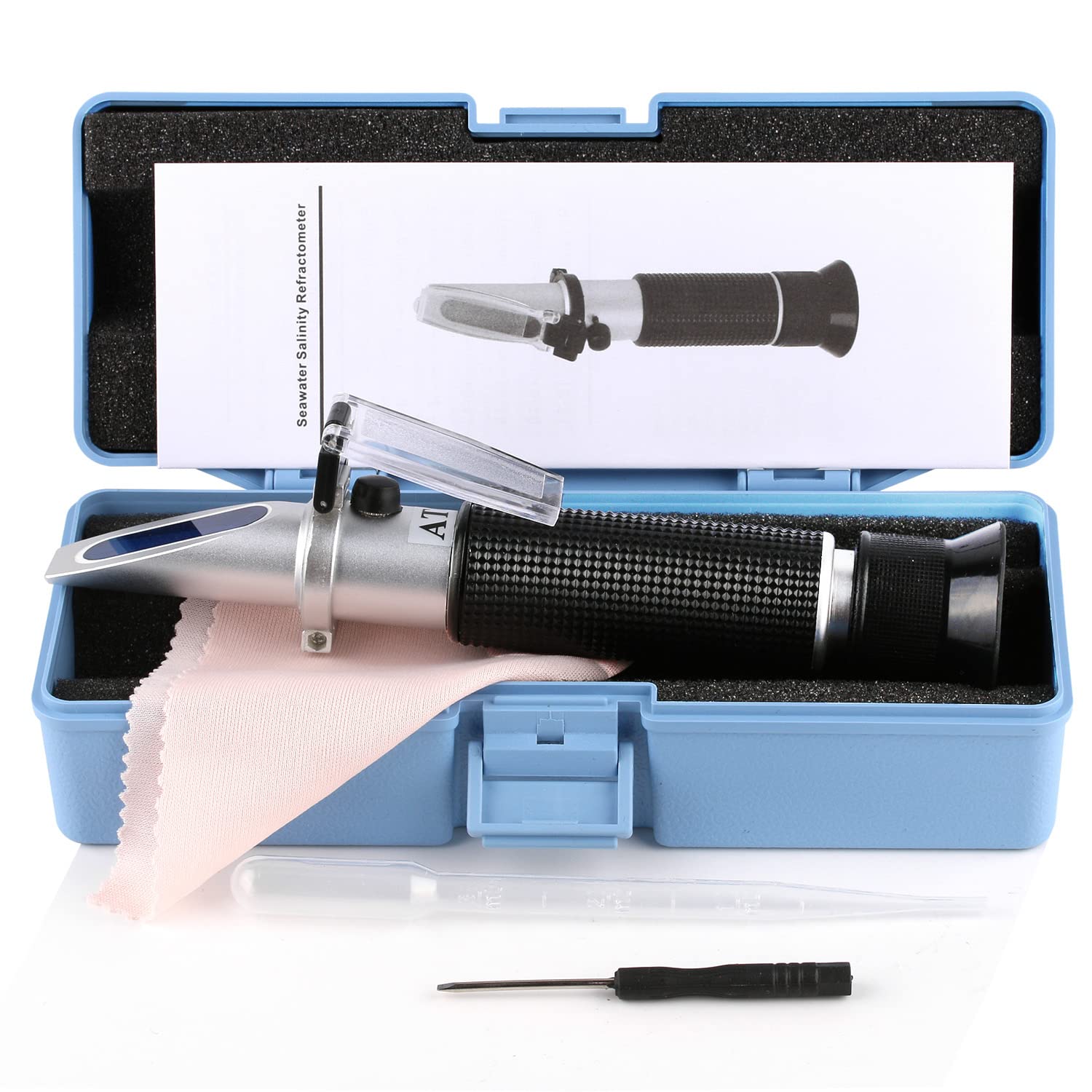 Brix Meter Honey Refractometer, Triple Scale Honey Tester Tool (Water Content: 12-27%, Brix: 58-92%, Be': 38-43), Handheld Brix Refractometer for Honey, Maple Syrup, & Bee Keeping