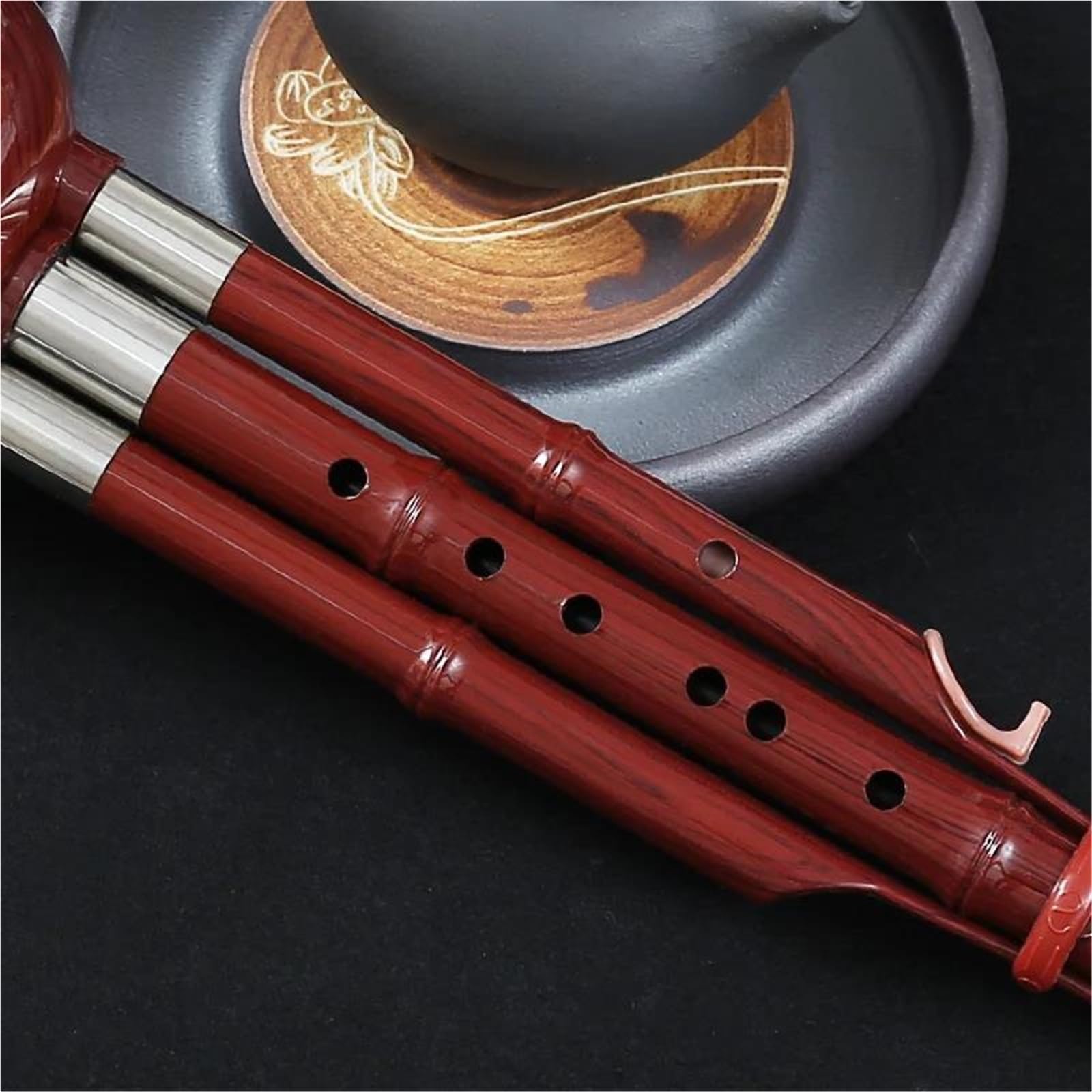 Instrumento De Flauta Hulusi Flauta De Cucurbitáceas Instrumento Musical Étnico Chino Hecho A Mano Llave Hulusi C/bb De Bambú Con Estuche Para Principiantes De Música(Red,B)