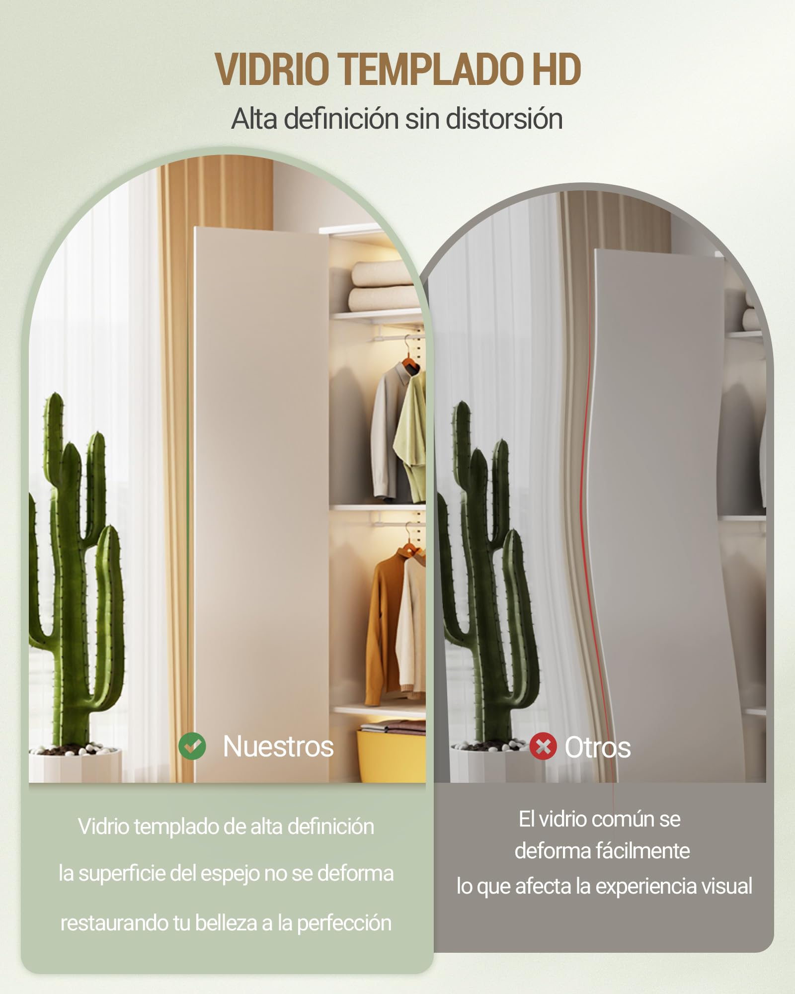 Hzuaneri Espejo de Cuerpo Entero, Espejo de Pie con Ruedas Giratorias de 360°, 165 x 45 cm, 2 Estantes y 6 Ganchos, para Dormitorios, Vestidores y Salón, Vidrio Templado, Blanco DM42303W