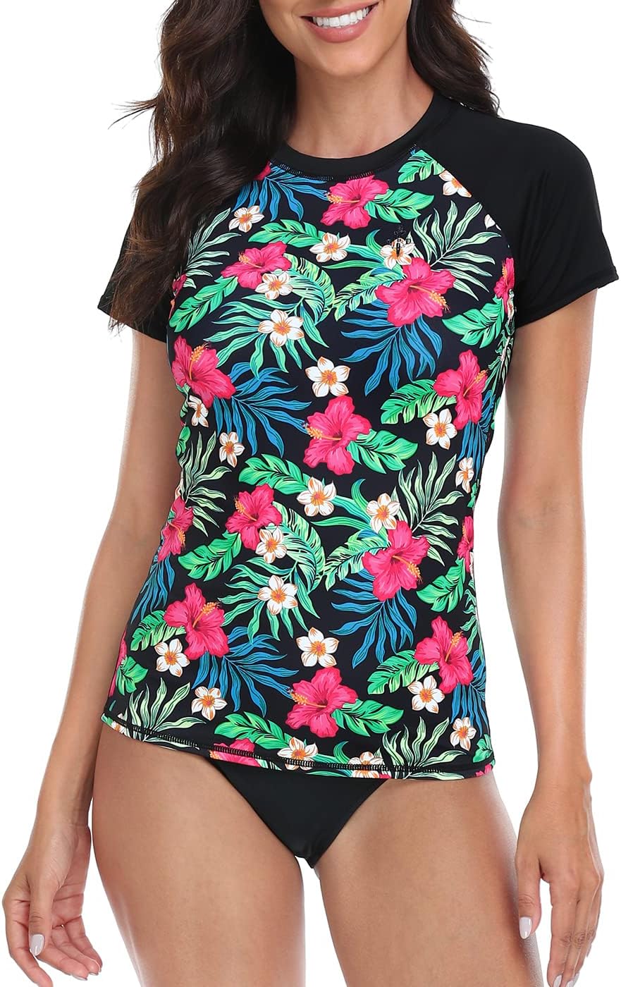 LRD Women's Short Sleeve Rash Guard Shirts UPF 50 Quick Dry Active Swim Shirt - Image 5