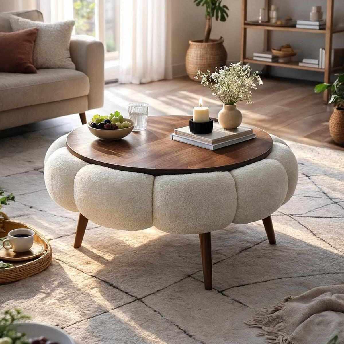 Habitat et Jardin Table Basse en Bois Papatya 60" - 60 x 60 x 44 cm - Blanc