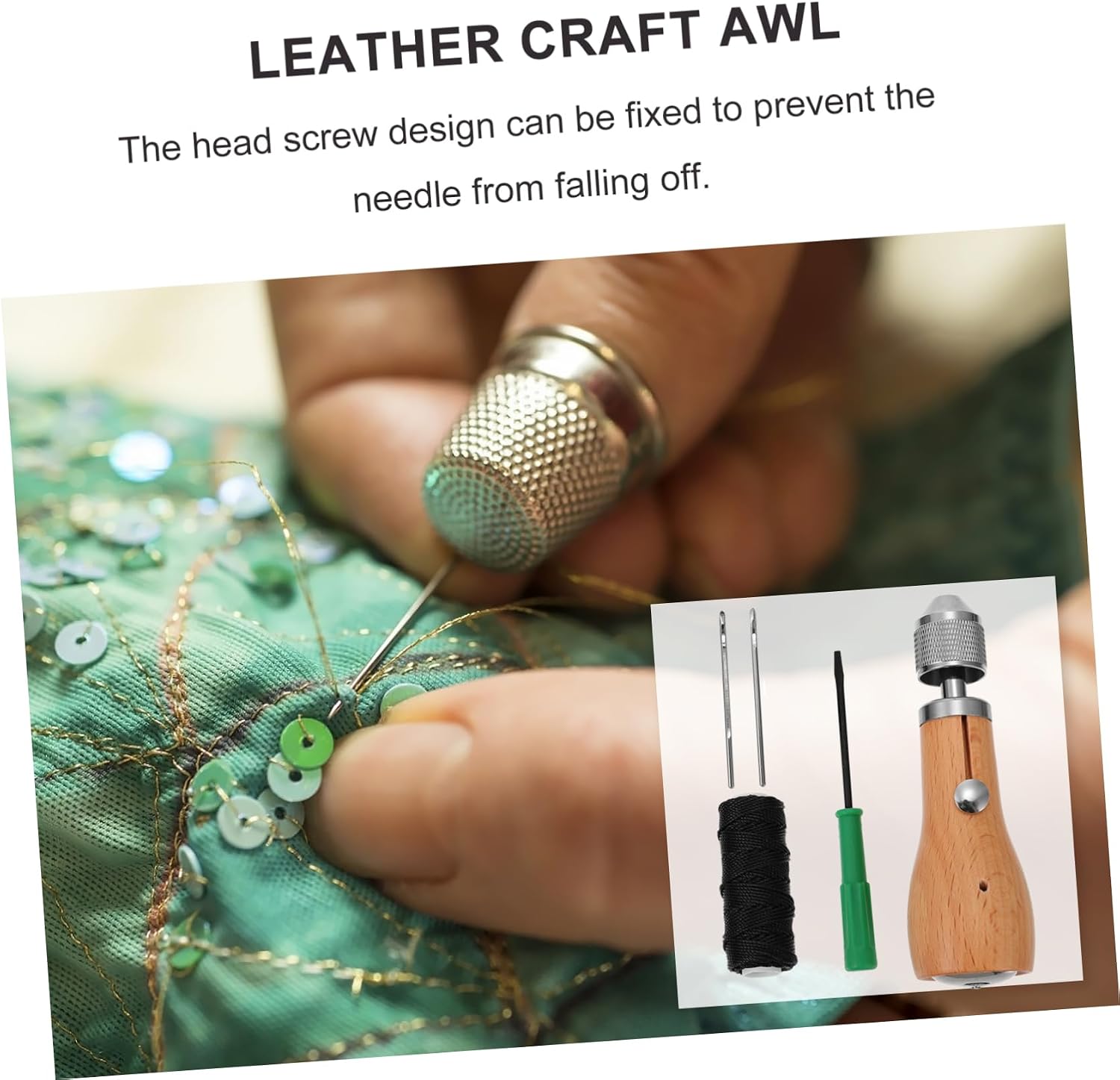 Hohopeti DIY Leather Sewing Awl Kit for Handmade Crafts Quick Stitch Repair Tool Needles and Thread Portable Leathercraft Supplies