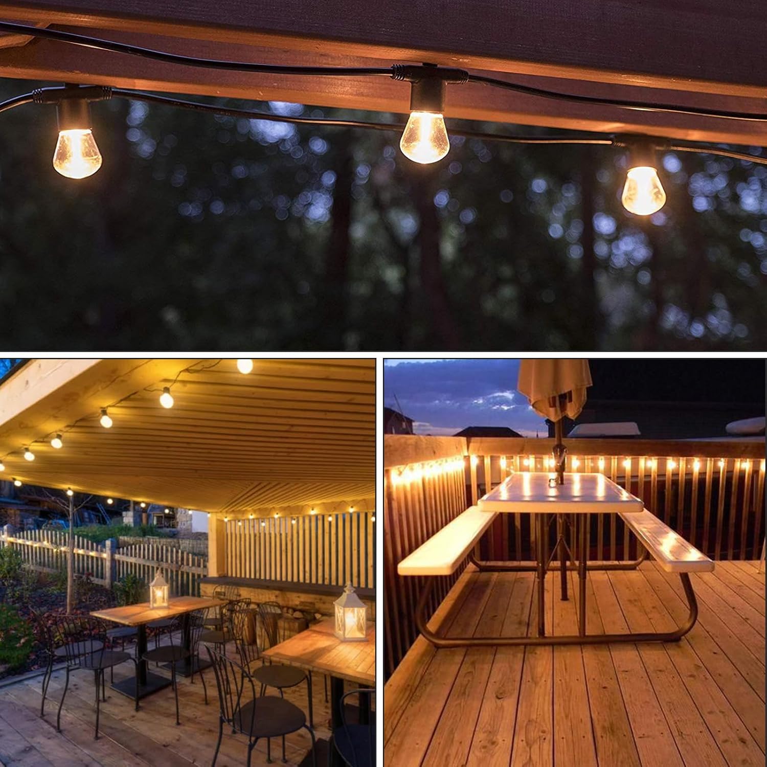 100Pack Hooks for Outdoor String Lights Clips with Adhesive Strips - Waterproof, UV-Resistant, No-Damage, Tool-Free Installation for Christmas, Patio,Garden Balcony Decor,Cable Holders for Hanging