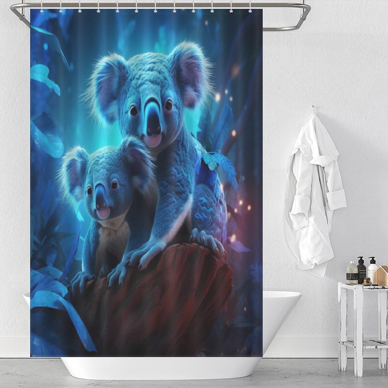 Rideau de douche koala tissu polyester imperméable lavable en machine salle de bain 122x183