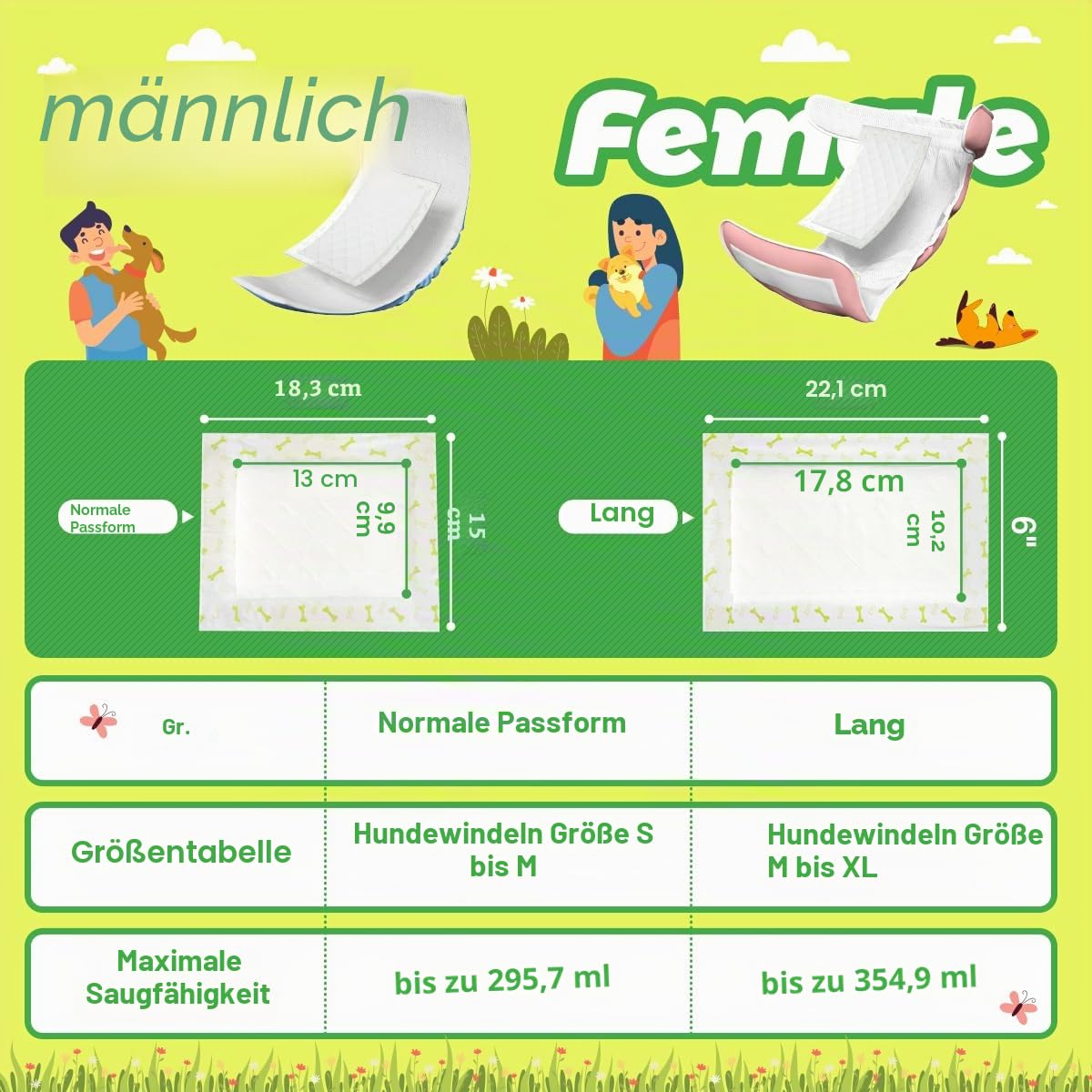 Dono Hundewindeln für Rüden und Hündinnen, Hundewindeleinlagen Ultra-absorbierend, 150 Stück