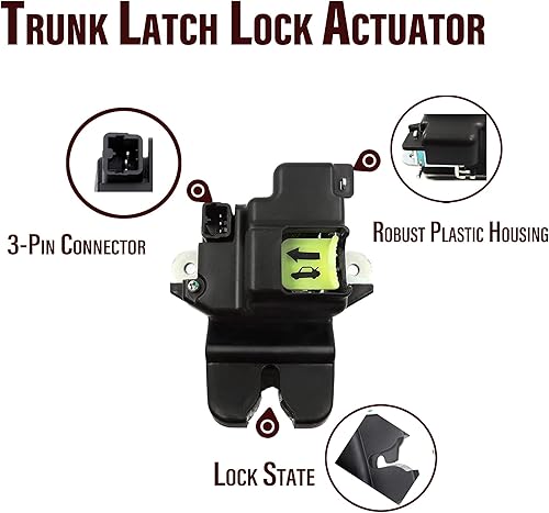 Miniatura 4 de HiSport Motor de actuador de bloqueo de maletero 81230-3X010 - Compatible con Hyundai Elantra 2011-2016 - Conjunto de motor de actuador de bloqueo