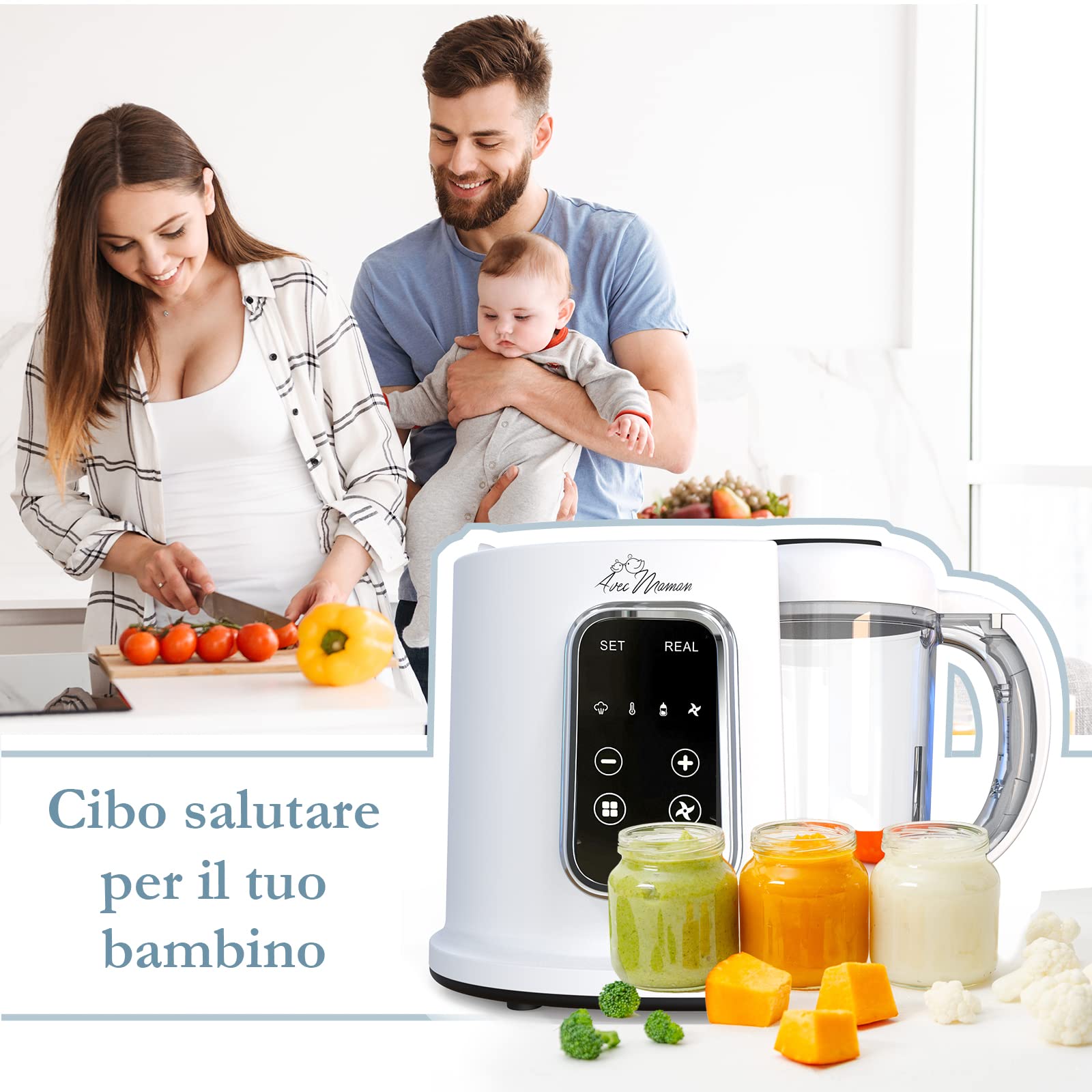 Baby Cuisine Frullatore elettrico Multifunzione 4-in-1 - Scalda biberon neonato + Cottura a vapore + Cuocipappa + Mixer - NUOVO Versione + Regalo perfetto per neogenitori + senza BPA