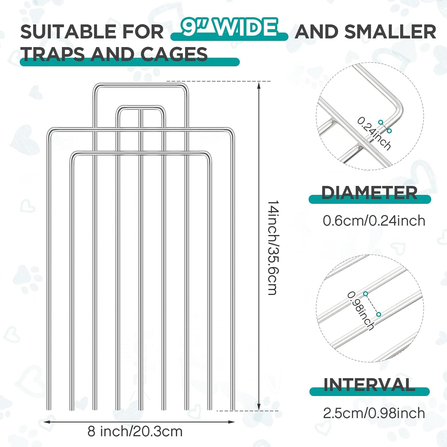 Qualirey Trap Divider Stainless Steel Small Animal Trap Fork Divider for 9" Wide and Smaller Live Feral Cat Cages