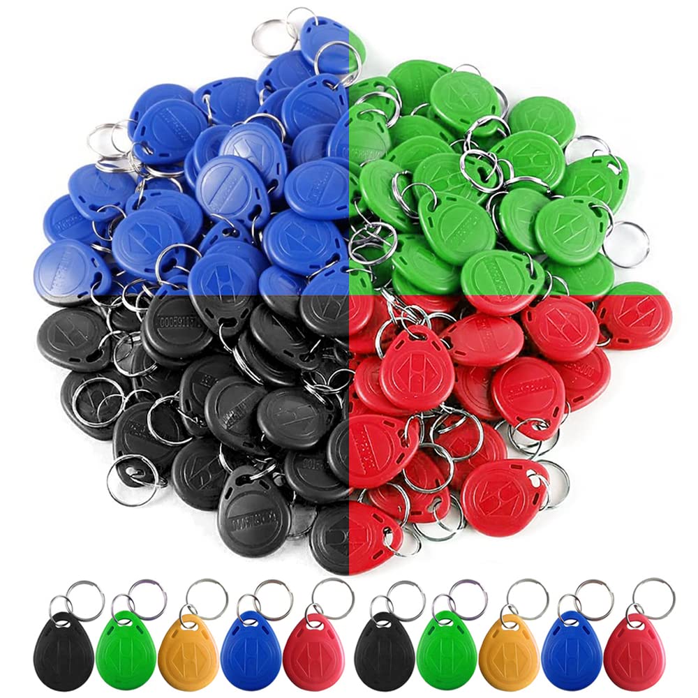 HERNAS 100pcs 125KHz RFID Key Fob Tarjeta de Control de Acceso ABS EM4100 Llavero ISO14443A Solo Lectura