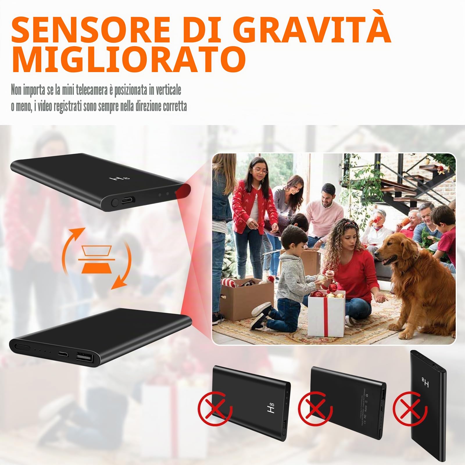 UYIKOO Telecamera Nascosta, Mini Telecamera Spia 5000mAh Power Bank, Portatile Spy Cam HD 1080P 20+ Ore Registrazione con Sensore di Gravità Visione Notturna