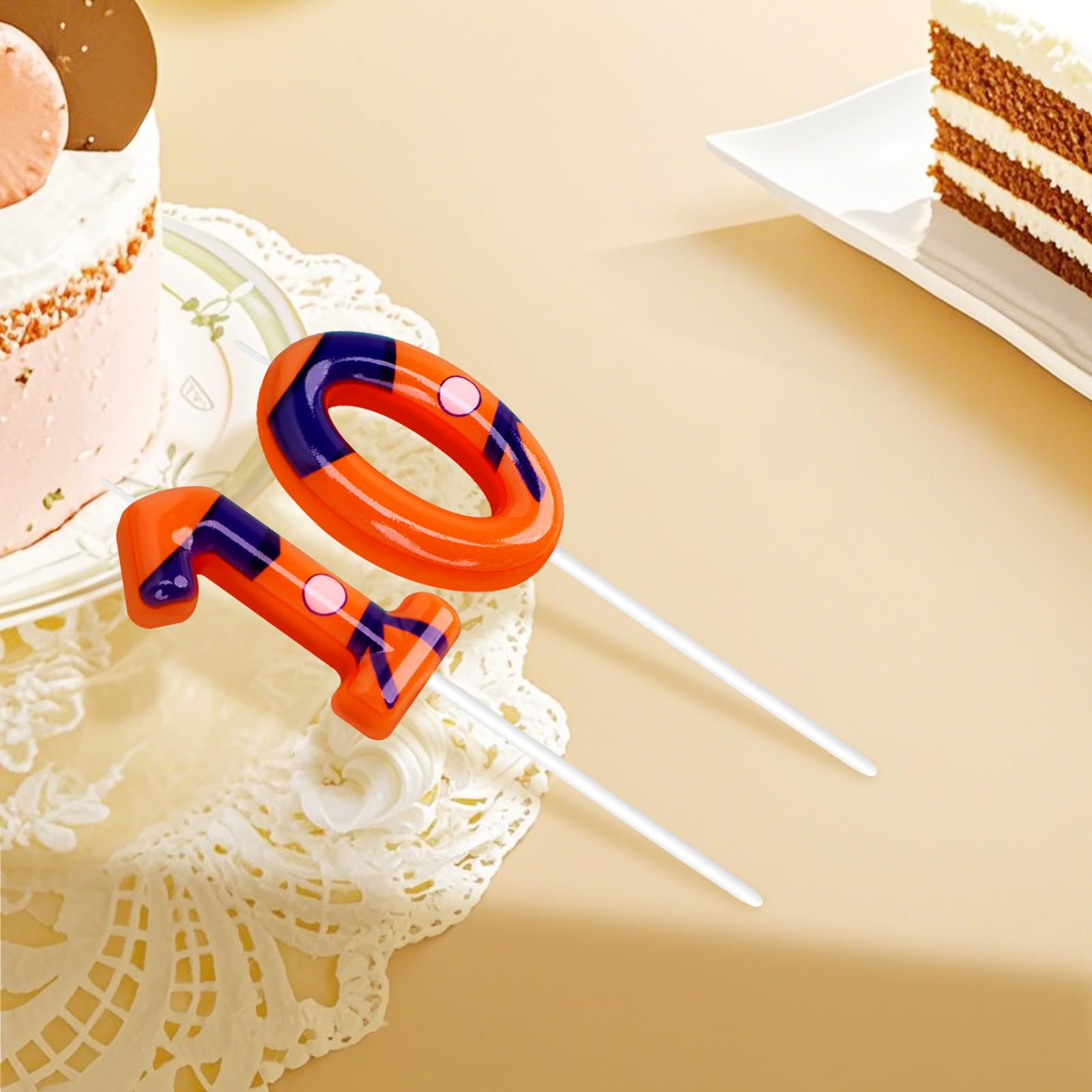 Velas de cumpleaños naranja de anime, velas de números para fiesta de cumpleaños, suministros de decoración de pasteles (naranja, número 10)