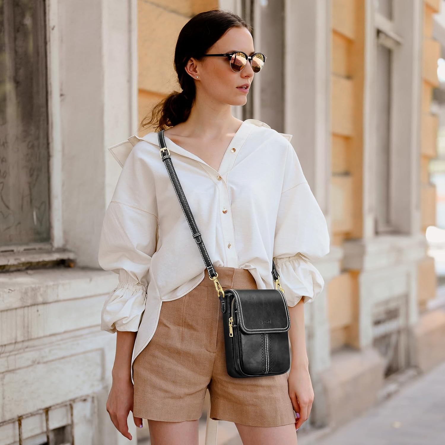 S-ZONE Vegan Leather Small Crossbody Bags for Women Trendy Cell Phone Purses Womens Wallet with Adjustable Strap Card Slots - Image 2