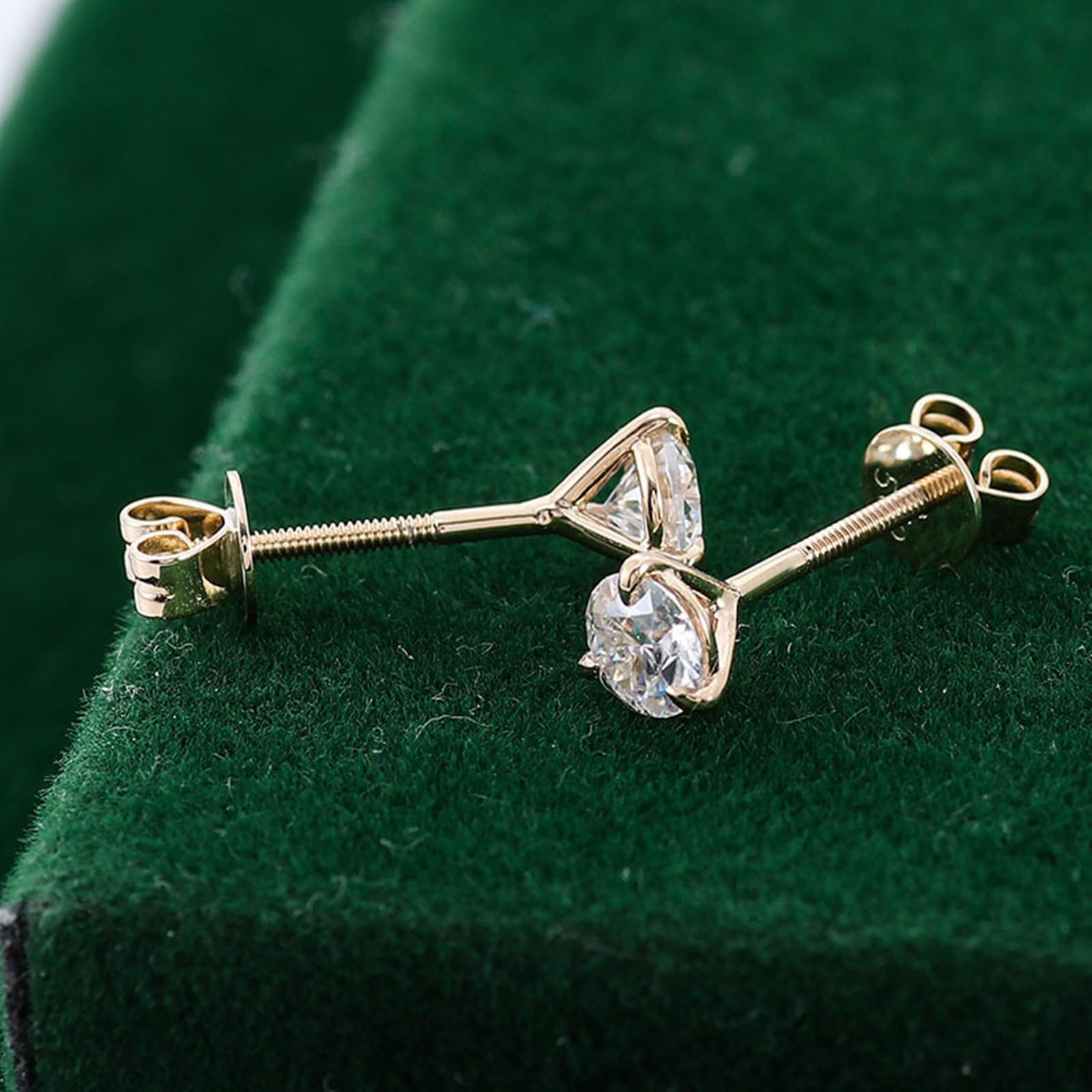 Epinki Orecchini Anallergici Donna Oro 9K/14K/18K Moissanite Rotonda Semplice da 0.6ct/1ct/2ct/4ct Orecchini