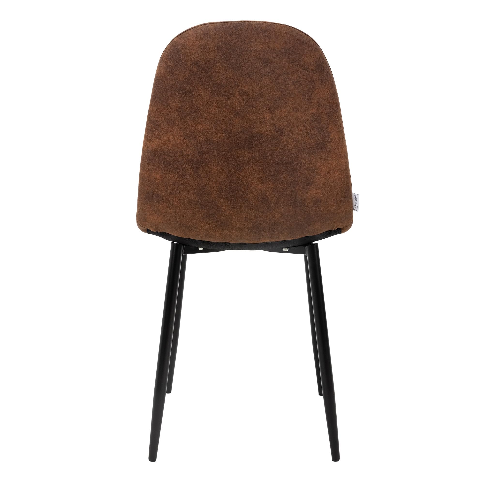 ML-Design Juego de 4 Sillas de Comedor con Respaldo Tapizado Marrón y Patas de Acero Asiento Blando de Imitación de Cuero Ergonómico Estilo Nórdico Escandinavo Mueble Decorativo de Hogar Cocina Salón
