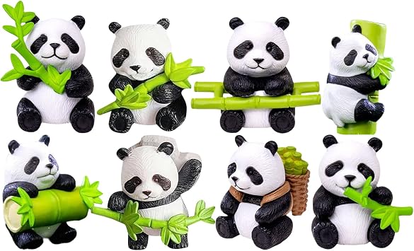Panda Car Dashboard Ornaments | 8X Animal Panda Figurines Decor Set,Adorable Automotive Interior Decorations for Women, Men