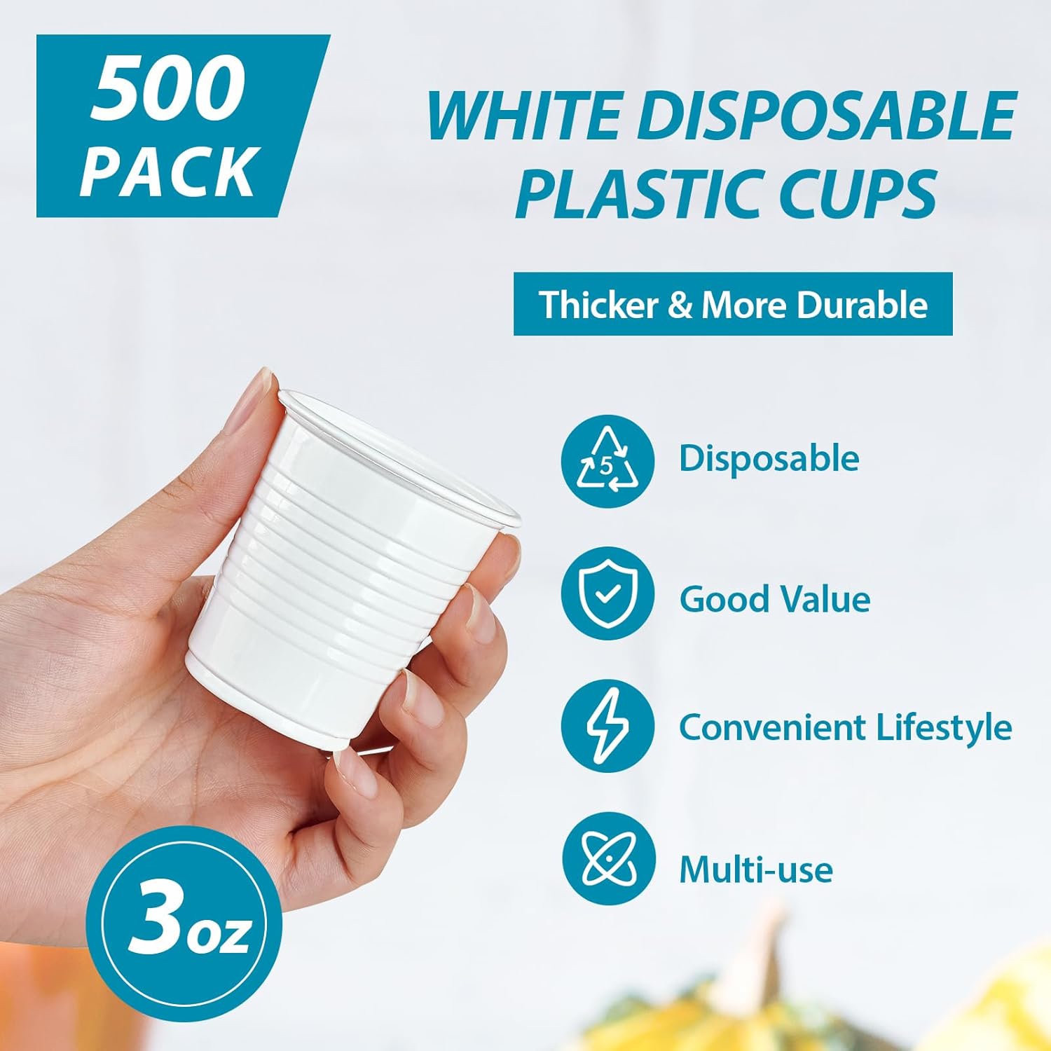 Lilymicky 500 Pack 3 oz Disposable Plastic Cups, 3 Ounce Plastic Bathroom Cups, Small Jelly Party Shot for Tasting, Drinking and Party