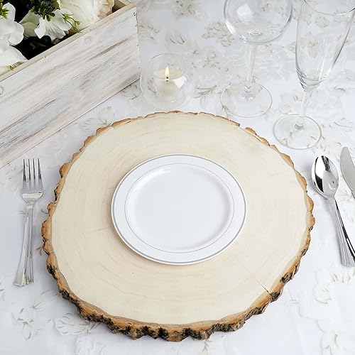 Miniatura 6 de Efavormart - Paquete de 10 platos redondos desechables de plástico Très Chic de 6 pulgadas con borde plateado para bodas, cumpleaños, fiestas,