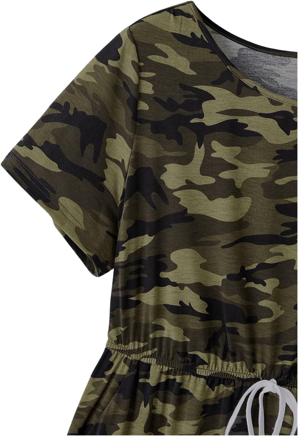 SOLY HUX Women's Plus Size Camo Print Dress Short Sleeve Tie Front Summer Short Dresses with Pocket - Image 5