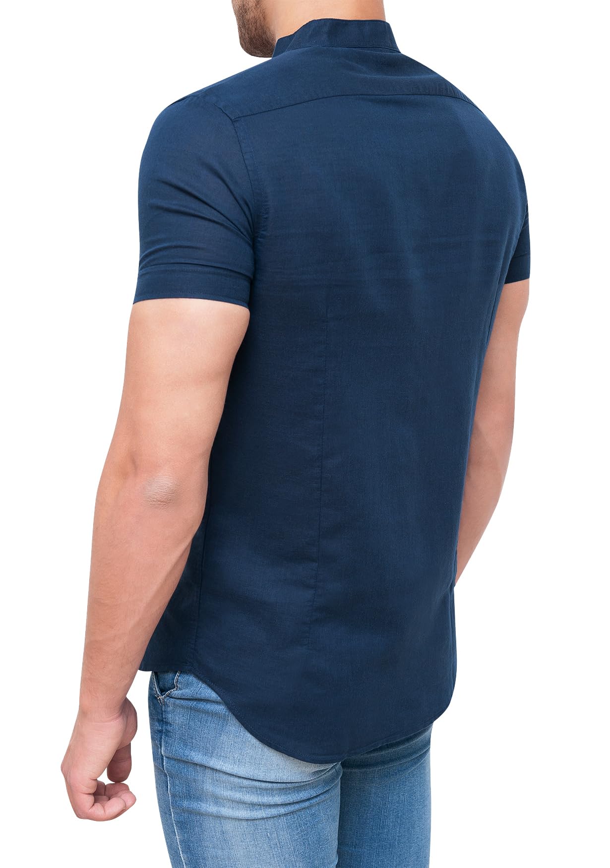Evoga Camicia Uomo Sartoriale in Lino Maniche Corte Casual