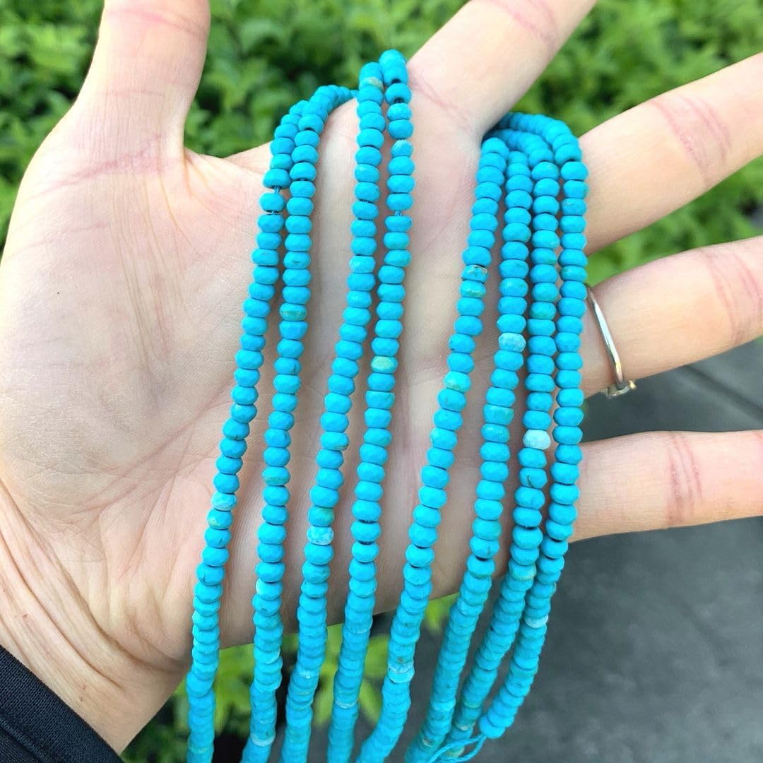 Adabele 27 Inch Natural Turquoise Blue Quartz Healing Gemstone 4mm Small Faceted Rondelle Loose Beads Gem Stone Spacer (234-250pcs) for Jewelry Making GH1R-12 - Image 2
